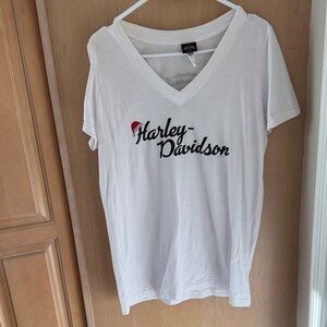 Harley-Davidson White V-Neck Tee